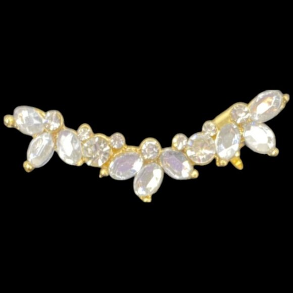 EAR CLIMBER -- Faux "Diamond" Ear Climber, Sexy, Cuff at Top, Piercing at Bottom - Picture 3 of 8